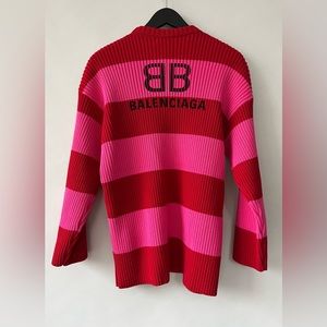 $6️⃣0️⃣0️⃣ - Balenciaga Bicolor Stripe Oversized Sweater with logo print